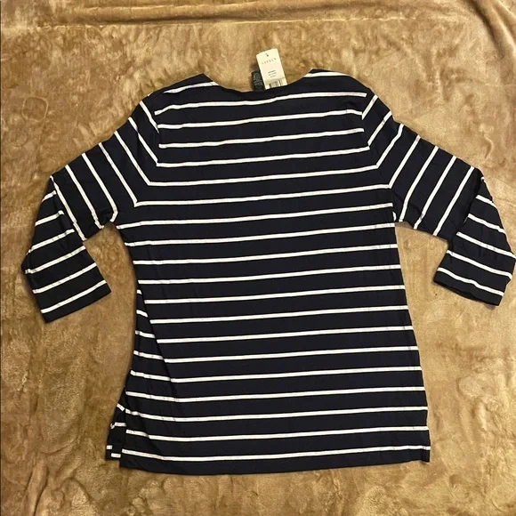 Polo by Ralph Lauren Dark Blue and White Striped Blouse - Picture 4 of 4